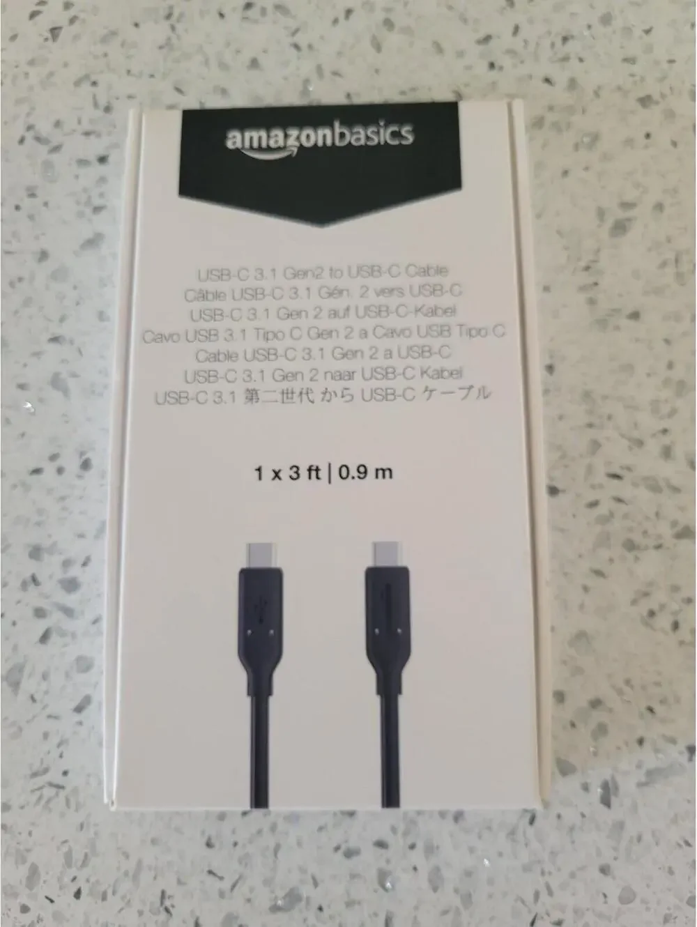 AmazonBasics USB-C 3.1 Gen2 To USB-C Cable 3 Ft Black 5V 3A Charging Data Round